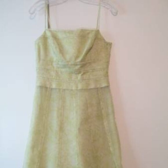 Ann Taylor Size 2 Summery Green Silk Spaghetti Strap Dress - Picture 1 of 6